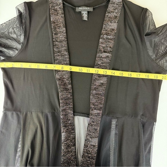 R&M Richards Women’s Black Sheer Kimono Cardigan with Metallic Trim – Size 10 - Picture 7 of 11